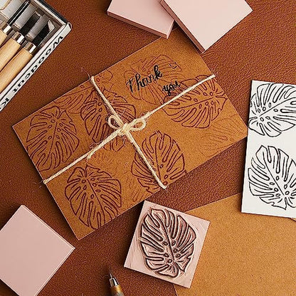 24 Pcs 2" x 2" Rubber Carving Block Printmaking Stamp (24 Count)