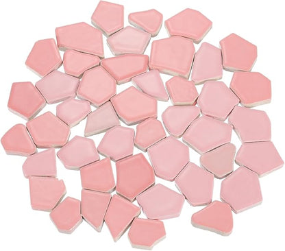 uxcell 500g/1.1LB Irregular Ceramics Mosaic Tiles, 2.3-4.2 cm Bulk Stained Ceramic Mosaic Pieces Stones Mosaic Kits for DIY Art Craft Projects Home Decor, Pink