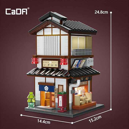 CaDA Master C66019W Japanese Style Yakitori Izakaya House Building Set,City Street Brick Kit with Lights, 1195PCS Modular House Idea Collect Gift for Adults