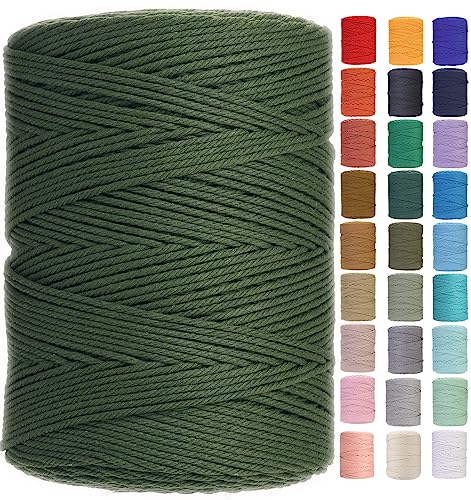 Macrame Cord 3mm x 546yards Natural Macrame Cotton Rope Colored Macrame Rope Soft Cotton Cord Macrame Supplies Craft Rope Macrame Yarn for Plant Hanger Wall Hanger Dreamcatcher