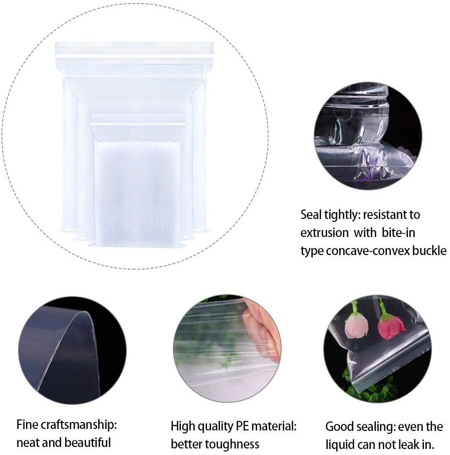 Small Plastic Bags for Jewelry 300pcs 3 Assorted Sizes Clear Zipper Baggies Jewelry Storage Bags 2 Mil for Beads Board Games Pill Travel 2.4 x 3.5/3.5 x 5/4 x 6 Inch (8 Sizes to Choose from)