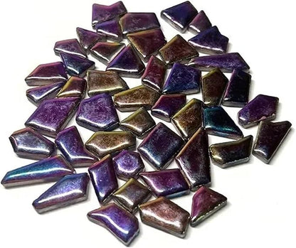 Mosaic Tiles 200g/7.05oz(Approx. 155-170pcs) Porcelain Mosaic Tiles 1-2.5cm 0.4mm Thickness Ceramic Mosaic Stones DIY Mosaic Craft Material(Metal)