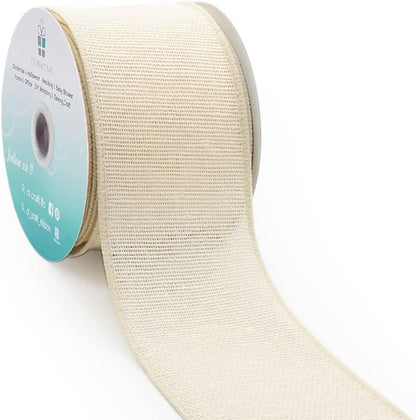 CT CRAFT LLC Ivory Canvas Wired Ribbon 2.5 Inch x 10 Yards for Christmas Home Decor Tree Topper Bow Gift Wrapping DIY Crafts Wreath Garland Easter Holiday - Crafty Corner