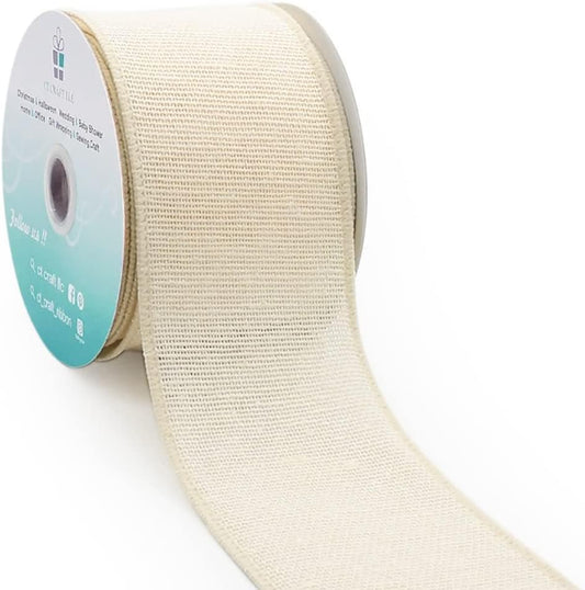 CT CRAFT LLC Ivory Canvas Wired Ribbon 2.5 Inch x 10 Yards for Christmas Home Decor Tree Topper Bow Gift Wrapping DIY Crafts Wreath Garland Easter Holiday - Crafty Corner