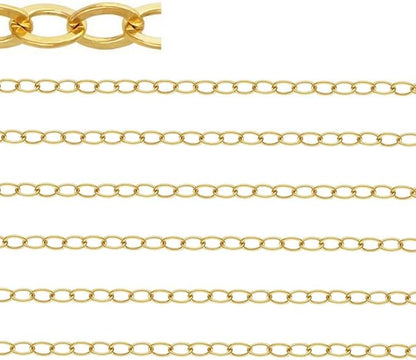 Adabele 5 Feet Real 1/20 14K Gold Filled Unfinished Cable Link Chain 2.2mm (0.09 Inch) Small Bulk Non Tarnish for DIY Craft Jewelry Making KG-G1