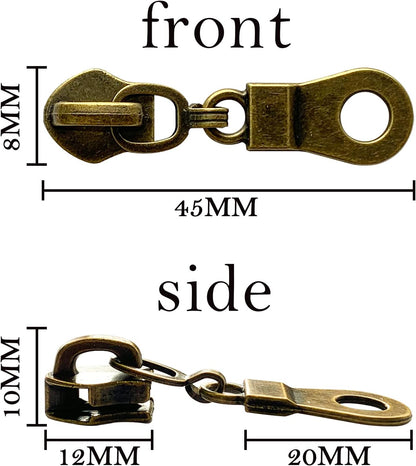 Sawoake 50PCS #5 Brass Metal Handle for Nylon Coil Handle Charm for Purse Handbag Craft Sewing Luggage Bag Bulk