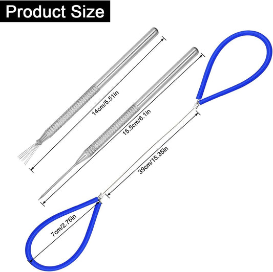 2 Pcs Clay Cutter Wires + 1 Clay Ceramic Needle + 1 Feather Wire Texture Detail Tools, Steel Cutters Wire Kit, Black & Blue Handle Cutting Off Pottery Wires Tools for Sculpting Artists Modeling Crafts