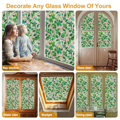 Window Privacy Film with Installation Tools Home Decorative Colored Glass Window Stickers Reusable electrostatic Rainbow Stickers