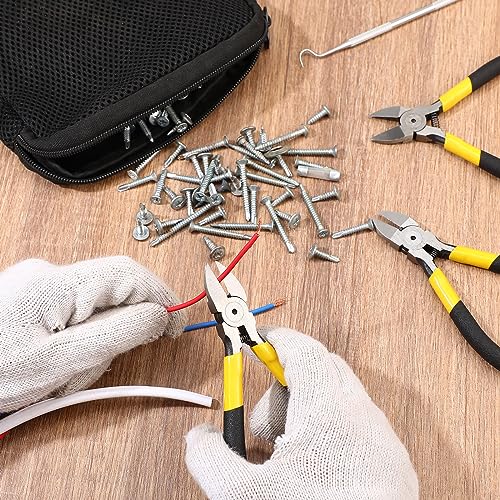 15 Pcs 5" Wire Cutters Precision Cutting Pliers Side Diagonal Cutters Small Wire Clippers Spring Loaded Flush Cut Snips with Nonslip Handle for DIY Jewelry Making Crafting Model Kits Zip Ties