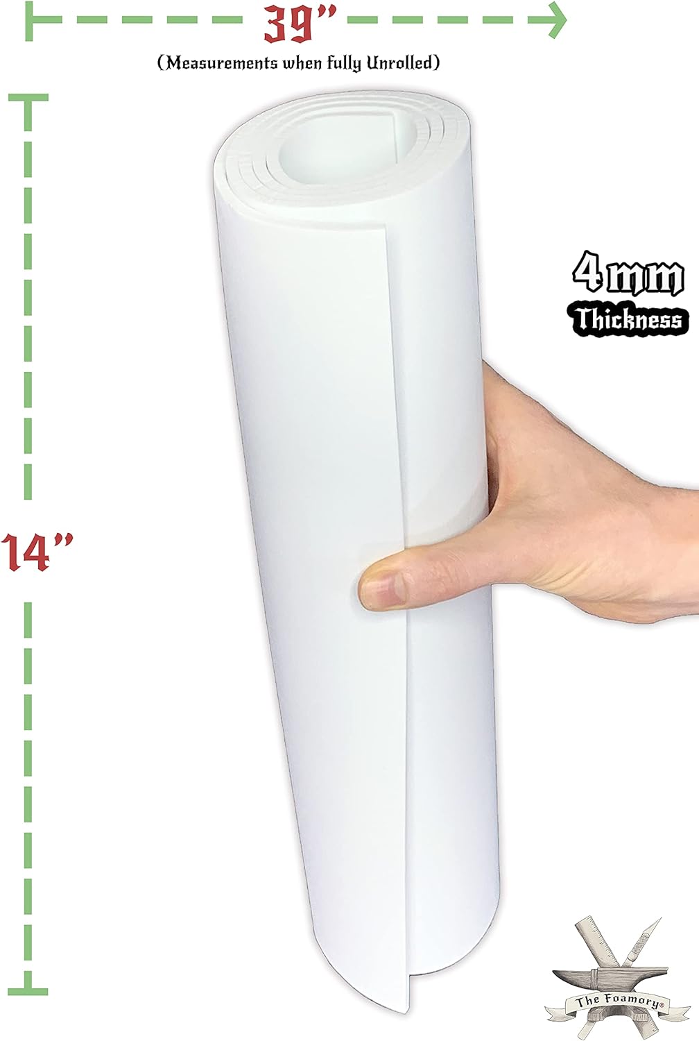 Shape Retention EVA Cosplay Foam 4mm (1mm-10mm) 14x39 inch White or Black High Density EVA Foam Sheets. Premium 85 kg/m3 Heat Shape Material for DIY Convention or Halloween Costumes by The Foamory - Crafty Corner