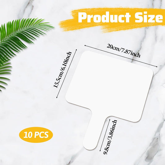 10 Pcs Dry Erase Answer Paddles 10x8 Inch Handheld White Boards Mini Double Sided Dry Erase Signs Small Auction Paddles for Students Teachers Office Classroom Meeting Voting Family Games Party