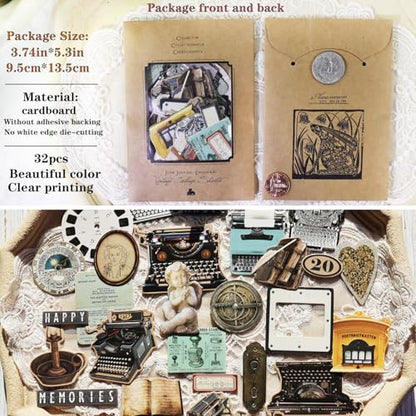Vintage Junk Journal Items Kit Pre Cut Paper Cards Cutout Cardstock Art Aesthetic Decor Hollow Out Craft Elements Small Embellishments Supplies for Adults Scrapbook Pack