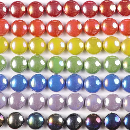 12mm Round Mosaic Tiles for Crafts, 200g Iridescent Recycled Glass Mosaic Pieces for Art Supplies, DIY Mosaic Making Kit for Hobbies & Art (Irisident Mix)