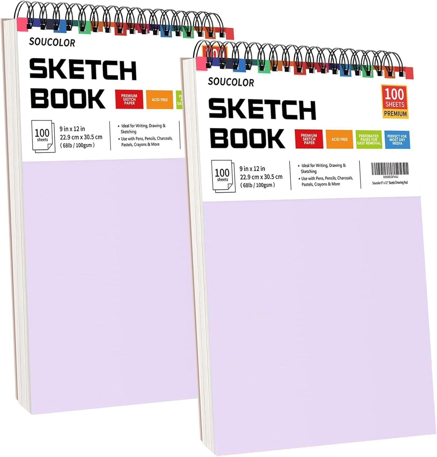 Soucolor 9" x 12" Sketch Book, Christmas Gifts for Women, Birthday Gifts for Women, Thank You Gifts, Stocking Stuffers, 2 Packs 100-Sheets Each (68lb/100gsm) Drawing Pad for Teens Girls - Crafty Corner