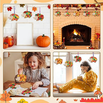12 Pack Hedgehog Crafts for Kids Make You Hedgehog Foam Stickers DIY Autumn Art and Craft for Boys Girls Party Supply Art Activities Birthday Gifts Fall Thanksgiving Decoration (12 Count)