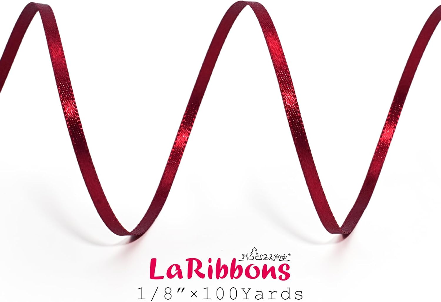 LaRibbons Burgundy Satin Ribbon 1/8 Inch 100 Yards Luxury Double Faced Red Silk Ribbon for Flower Bouquet Crafts Gift Wrapping Wedding Bow Christmas Decoration - Crafty Corner