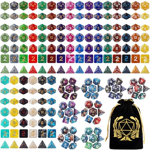 30 Set DND Polyhedral Dice with Storage Pouch (210 Count)