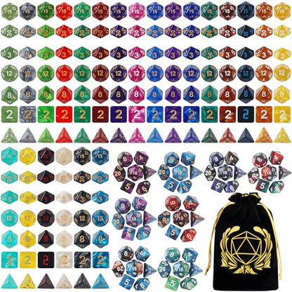 30 Set DND Polyhedral Dice with Storage Pouch (210 Count)