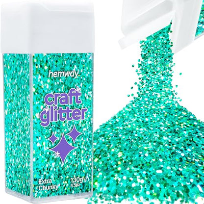 Craft Glitter Shaker Turquoise Blue Holographic 110g Extra Chunky (3.8 Ounce)