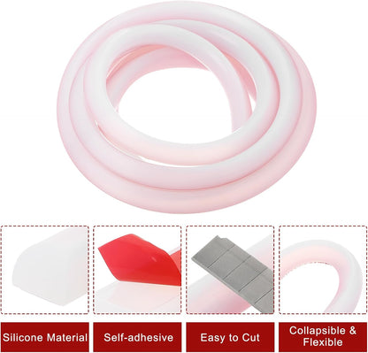 uxcell Flexible Molding Trim, 118 Inch Flexible Quarter Round Molding Silicone Peel and Stick Trim Self Adhesive Shower Water Barrier for Corner Decor Bathroom Kitchen, Transparent