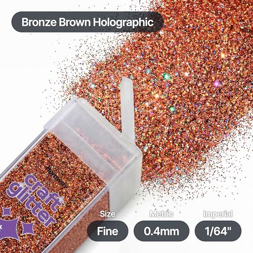 Craft Glitter Shaker Bronze Brown Holographic 110g Fine (4.6 Ounce)