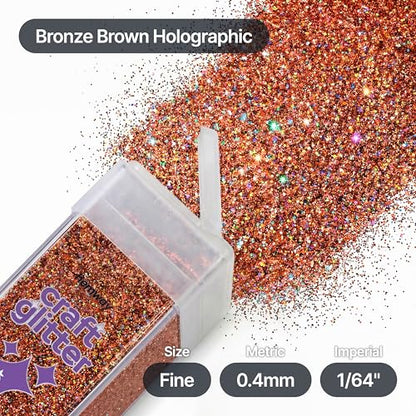 Craft Glitter Shaker Bronze Brown Holographic 110g Fine (4.6 Ounce)