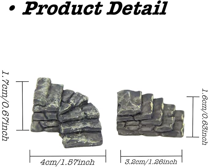 2 Pcs Curved Stone Steps Miniature Fairy Garden Accessories,Miniature Pond Lawn Ornament Figurines, Mini Lighthouse Water Well Bridge Figurines, Micro Landscape Ornaments for DIY Kit Statues
