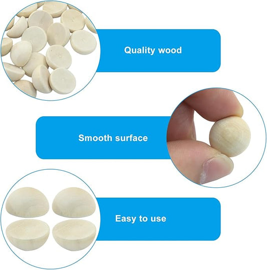 300 PCS Half Wooden Beads, 15 * 7.5mm Unfinished Smooth Hemisphere Beads for DIY Craft Painting, Professional Art Projects, Adult Craft Supplies, Home & Party Decoration
