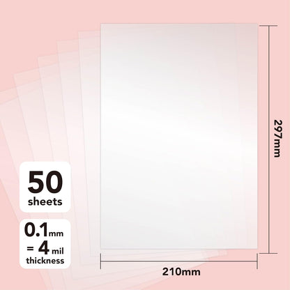 50 sheets 4 Mil Basics Heat Resistant Acetate Blank Stencil Sheet for Card Making Journaling Planner Scrapbook Paper Transparent PET Acetate Mylar Craft Template Material