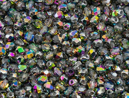 100pcs Faceted Fire Polished Pressed Czech Glass Beads 3mm (100 Count)