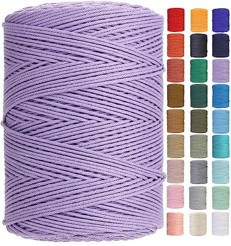 Macrame Cord 3mm x 546yards Natural Macrame Cotton Rope Colored Macrame Rope Soft Cotton Cord Macrame Supplies Craft Rope Macrame Yarn for Plant Hanger Wall Hanger Dreamcatcher