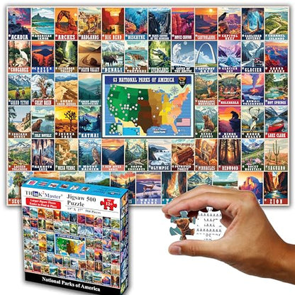 Colorful Vintage USA National Parks 500 Pieces Very Large Pieces Jigsaw Puzzle for 13+