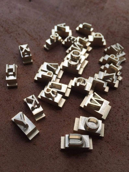 26 Interchangeable Alphabet & Number Mold Set with T-Slot Holder | Custom Brass Engraving Tools for Leather, Wood, Hot Foil Machines | DIY Symbol Dies, Stamping Imprint Templates (Set F)