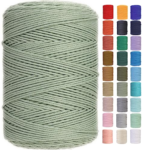 Macrame Cord 3mm x 546yards Natural Macrame Cotton Rope Colored Macrame Rope Soft Cotton Cord Macrame Supplies Craft Rope Macrame Yarn for Plant Hanger Wall Hanger Dreamcatcher