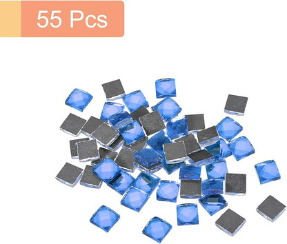MECCANIXITY Mosaic Tiles 55 Pieces, 13 Faces Glitter Crystal 1 x 1cm for Crafts Bulk, Mosaic Art Kits Stained Glass Pieces for Handmade Jewelry Art DIY Material (Blue)