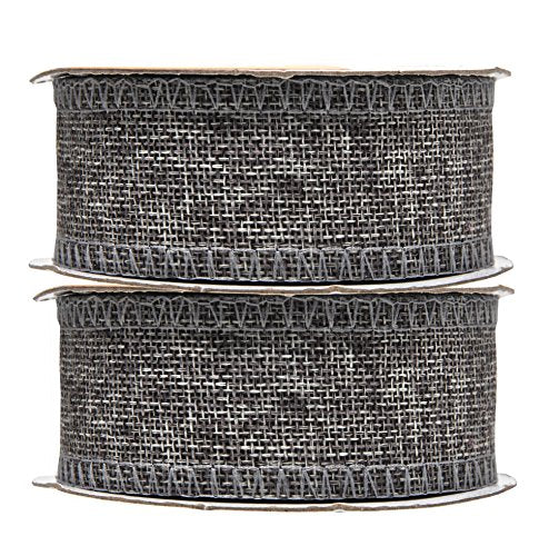 1 1 2 Inch Wide Gray Burlap Ribbon for Crafts (60 Foot)