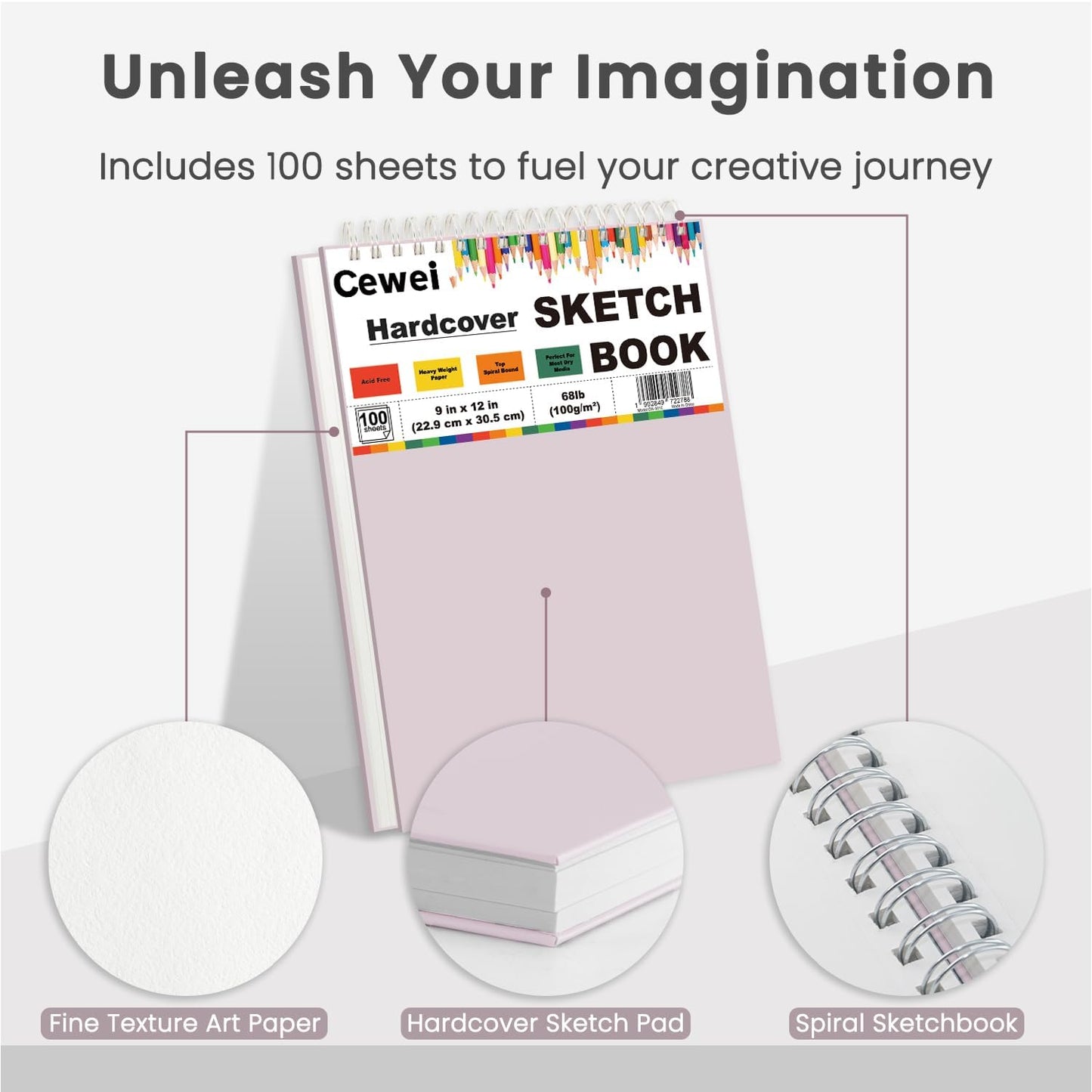 Cute Sketch Book for Kids Ages 8-12 Girls, 1 Pack-100 Sheets Purple Sketch Book 9x12, 68lb/100gsm Cute Sketchbook for Girls, Spiral Sketch Pads for Drawing, Art Supplies for Teens. - Crafty Corner
