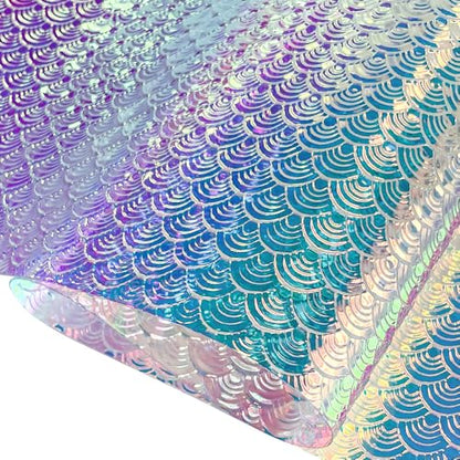 Iridescent Transparent Embossed Vinyl Holographic Blue Clear PVC Vinyl Craft Film 16"×54" for Sewing DIY Projects