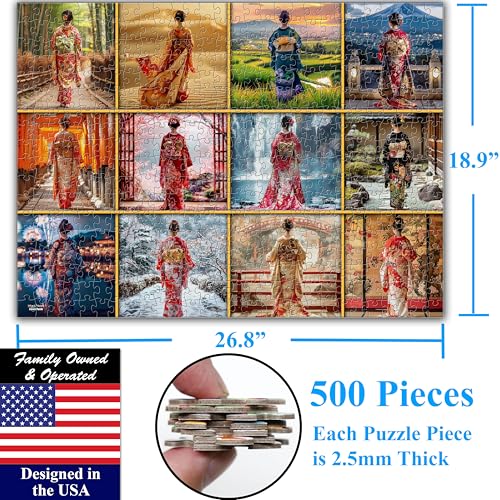 Beautiful Kimonos from Japan 500 Pieces Very Large Pieces Jigsaw Puzzle for 13+