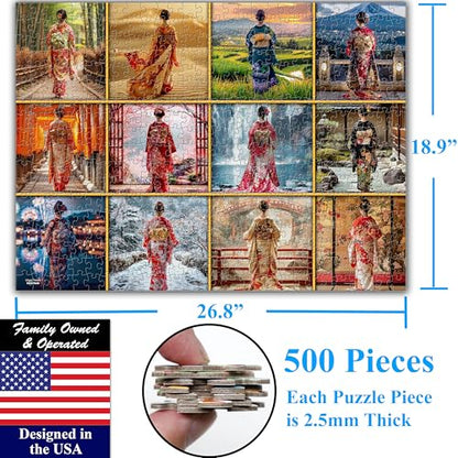 Beautiful Kimonos from Japan 500 Pieces Very Large Pieces Jigsaw Puzzle for 13+