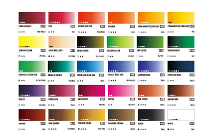 Professional Watercolor Paint 7.5ml Tubes 30 Color Set (7.6 Fl Oz)