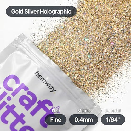 Craft Glitter Gold Silver Holographic 100g Fine Glitter (3.5 Ounce)
