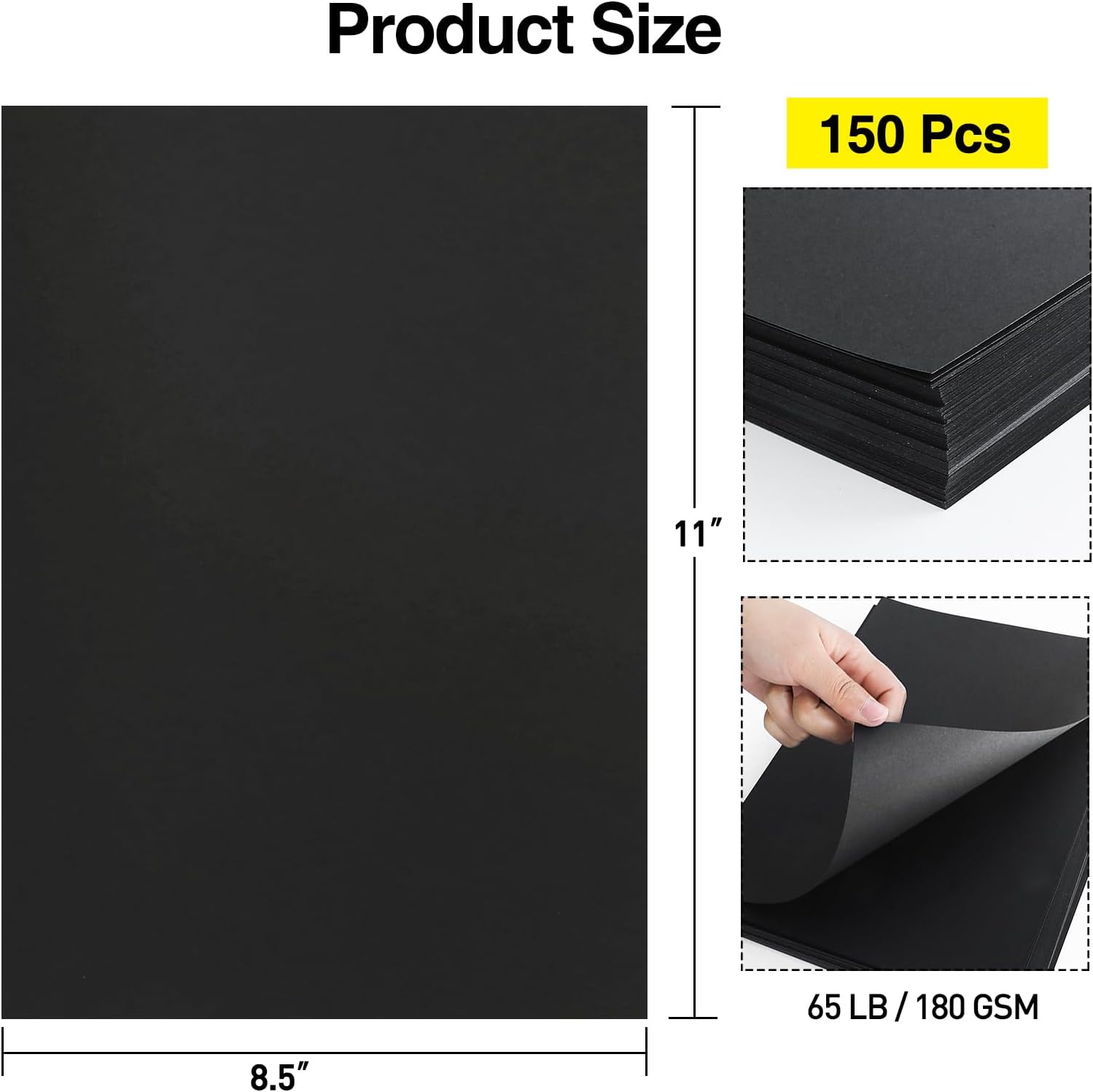 MAXECHO 8.5" × 11" Black Colored Cardstock Bulk 150 Sheets Construction Paper Card Stock Printer Paper for DIY Art Crafts, Cricut Card Making, Scrapbooking, Drawing, Invitations, 180 GSM - Crafty Corner