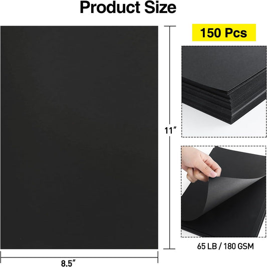 MAXECHO 8.5" × 11" Black Colored Cardstock Bulk 150 Sheets Construction Paper Card Stock Printer Paper for DIY Art Crafts, Cricut Card Making, Scrapbooking, Drawing, Invitations, 180 GSM - Crafty Corner