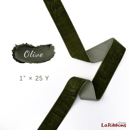 LaRibbons Thin Velvet Ribbon 1 Inch x 25 Yards, Moss Green Velvet Ribbon for Christmas Tree, Gift Wrapping, Wreath Bow, Outdoor Decoration - Crafty Corner
