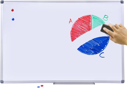 36 x 24 inch Magnetic Dry Erase Board, DexBoard Mall-Mounted Aluminum Frame White Board with Pen Tray, Dry Erase Marker Whiteboard for Office, School and Home Usage