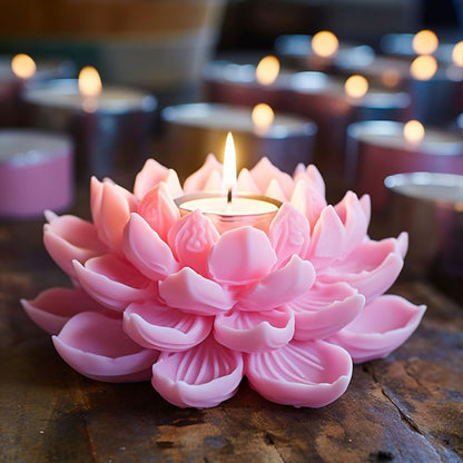 3D Lotus Candle Molds for Candle Making Supplies Flower Silicone Mold for Scented Candles Soap Making DIY Plaster Aromatherapy Candles Home Decor Floral Silicone Molds for Resin Epoxy Cement Gypsum