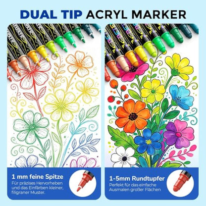 48 Colors Dual Tip Acrylic Paint Markers (48 Count)