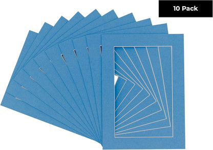11x14 Mat for 8.5x11 Photo - Precut Bay Blue Picture Matboard for Frames 11 x 14 Inches - Bevel Cut Matte to Display Art 8.5 x 11 Inches - Acid Free Pack of 10 MATS with Backing Boards & Clear Bags