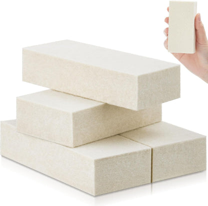 4 Pcs Thickened Felt Blocks Wool Soft Felt Squeegee Automotive Vinyl Wrapping Tool 1'' x 2'' x 4'' White Film Installing Tool for Sandpaper Sanding Polishing for Window Tinting No Scratches